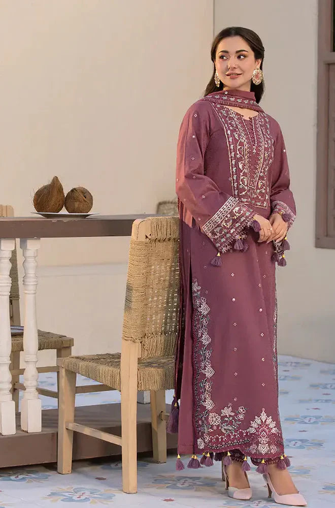 Jade - Winter 3PC Lawn Embroidered Suit - zab1104
