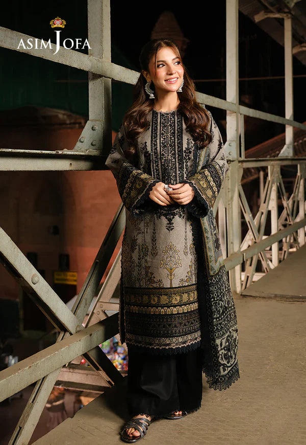 Asim Jofa - Winter 3PC Karandi Digital Print Dress - zab1198