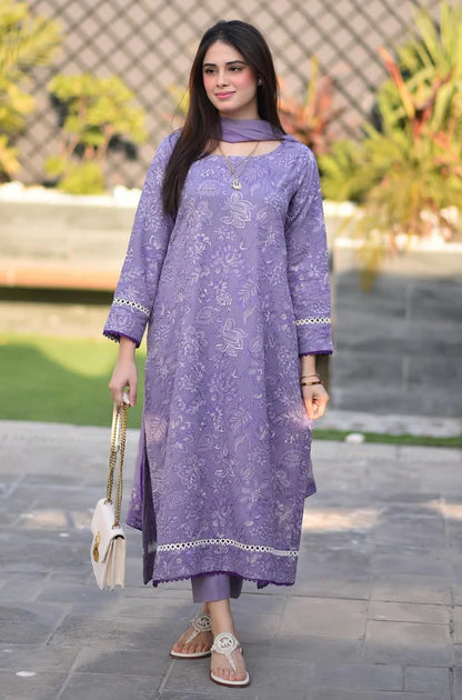 Breeze- 3PC Lawn Embroidered Suit - zab928
