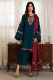 3PC Dhanak suit with Embroidered Shawl - zab1112