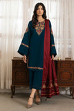 3PC Dhanak suit with Embroidered Shawl - zab1112