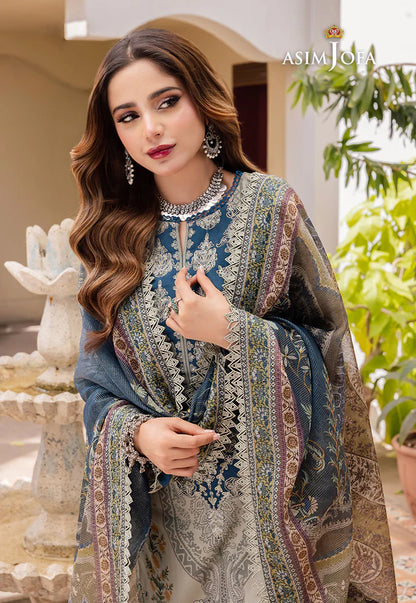 Asim Jofa - Summer 3PC Lawn Digital Print Dress - zab1321