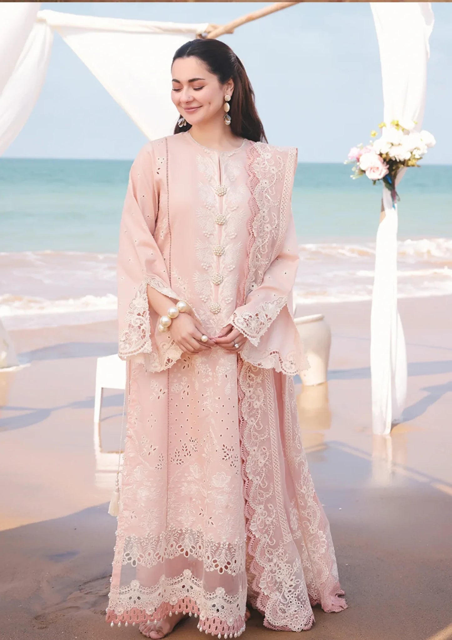 Chikenkari Qalamkar Embroidered 3 PC Lawn - zab1009