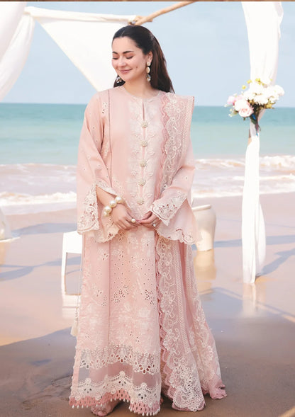 Chikenkari Qalamkar Embroidered 3 PC Lawn - zab1009