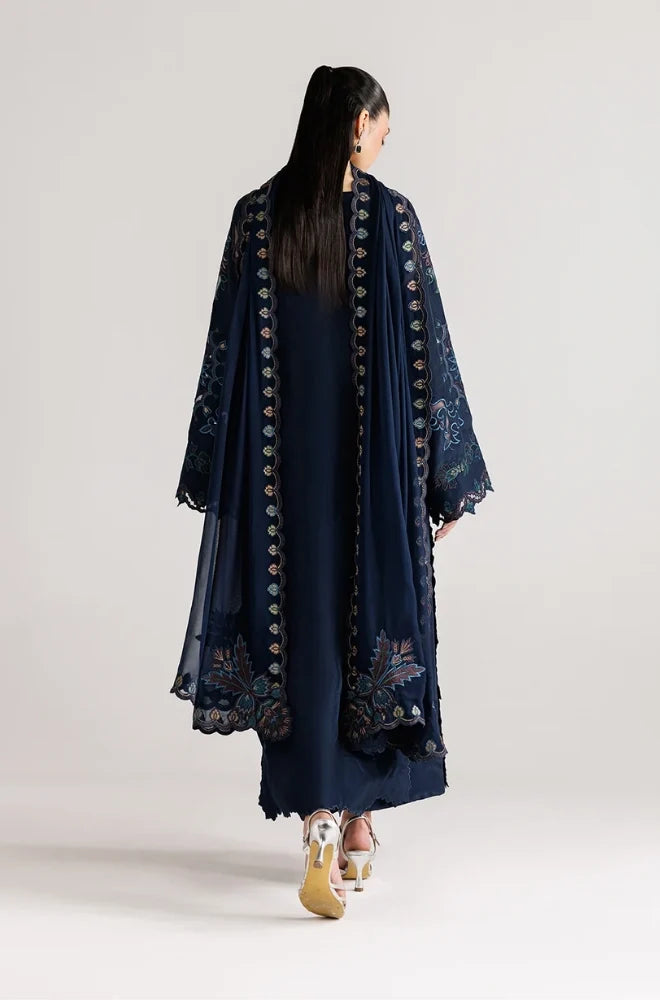 Iznik - 3PC Dhanak Embroidered Shirt With Dhanak Embroidered Dupatta and Trouser - zab1547