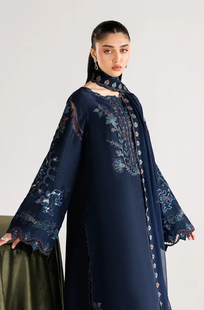 Iznik - 3PC Dhanak Embroidered Shirt With Dhanak Embroidered Dupatta and Trouser - zab1547