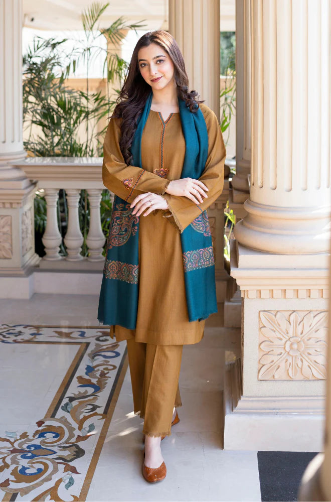 Asling - Winter 3PC Dhanak Embroidered Suit - zab1108