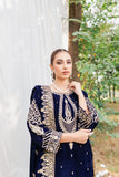 3PCs Velvet Embroidered Dress With Velvet Embroidered Shawl - zab967