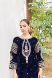 3PCs Velvet Embroidered Dress With Velvet Embroidered Shawl - zab967