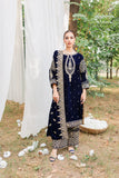 3PCs Velvet Embroidered Dress With Velvet Embroidered Shawl - zab967