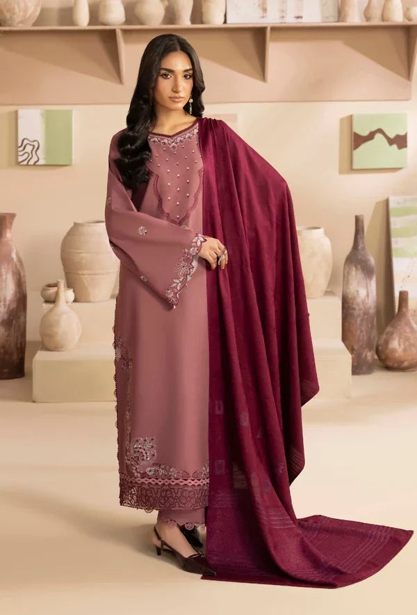 Izel - Winter 3PC Dhanak Embroidered Suit - zab1528