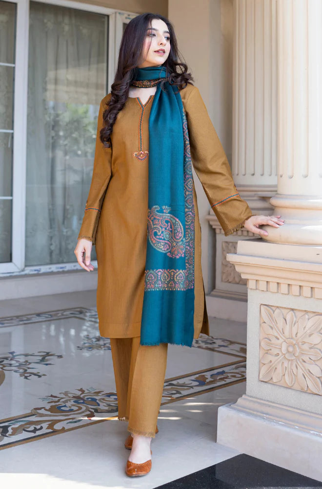 Asling - Winter 3PC Dhanak Embroidered Suit - zab1108
