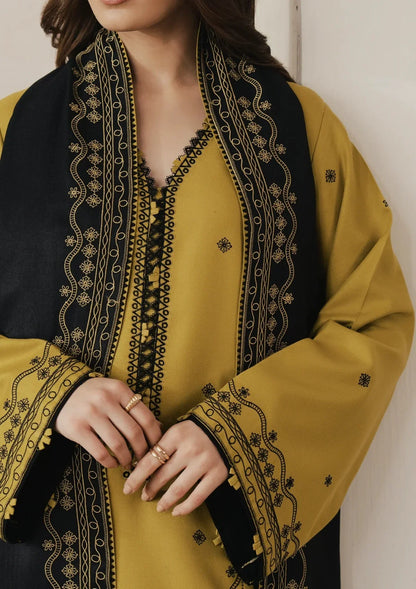Motifz - Winter 3PC Dhanak Embroidered Suit - zab1506
