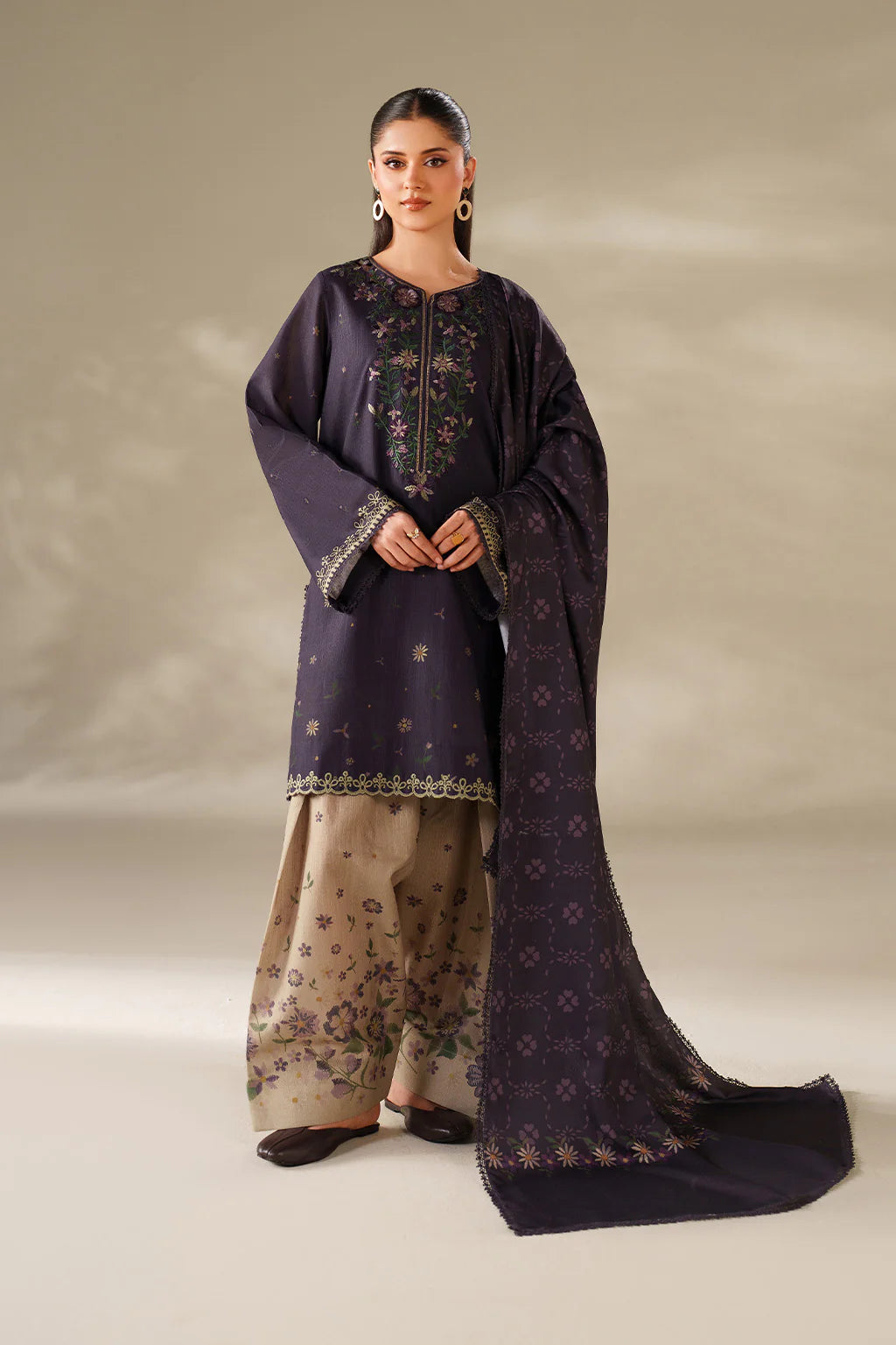 Iznik - UNSTITCHED 3PC DHANAK EMBROIDERED SUIT - zab1251