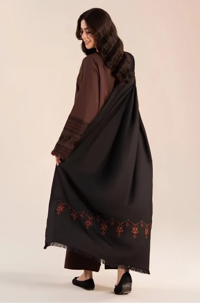 Lazuli - 3PC Dhanak Embroidered Shirt With Wool Embroidered Dupatta and Trouser - zab1513