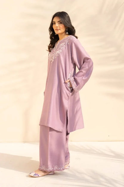 3PC Dhanak Embroidered Shirt With Wool Embroidered Dupatta and Trouser - zab1512
