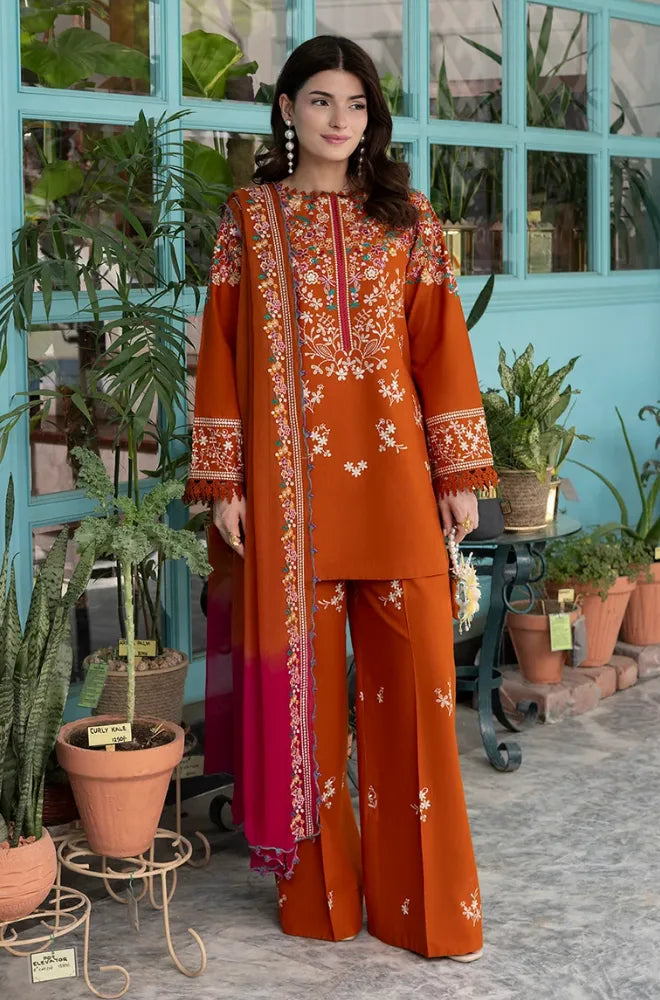 Batik - 3PC Dhanak Embroidered Shirt With Pashmina Printed Dupatta and Trouser - zab1548