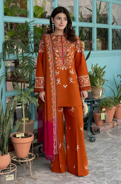 Batik - 3PC Dhanak Embroidered Shirt With Pashmina Printed Dupatta and Trouser - zab1548