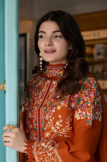 Batik - 3PC Dhanak Embroidered Shirt With Pashmina Printed Dupatta and Trouser - zab1548