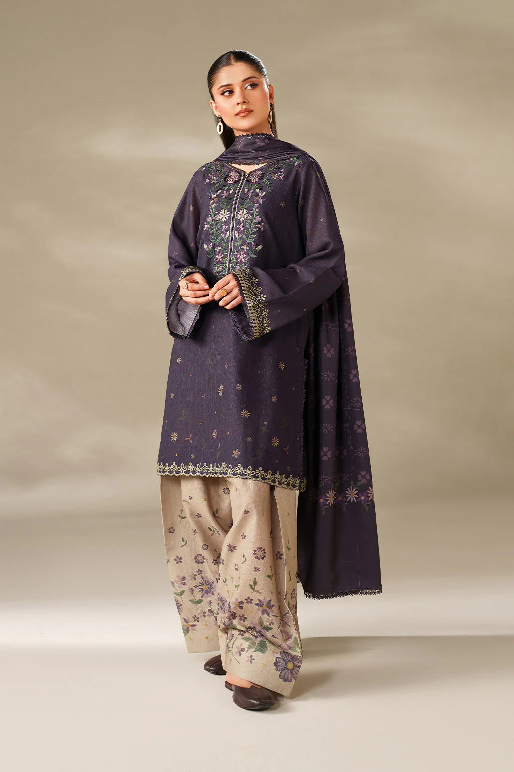 Iznik - UNSTITCHED 3PC DHANAK EMBROIDERED SUIT - zab1251