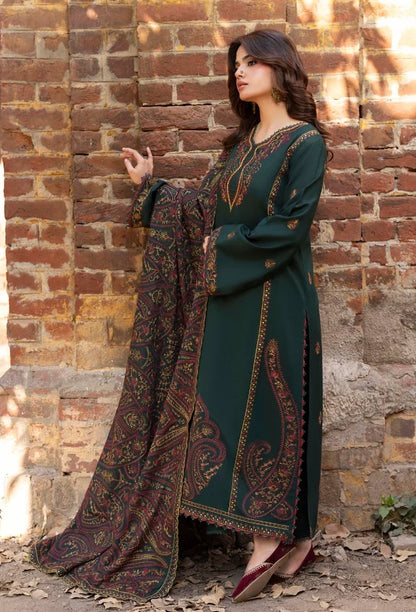 Izel - Winter 3PC Dhanak Embroidered Suit - zab1503