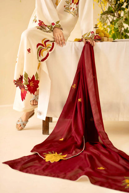 Nisa, unstitched 3 piece embroidered summer suit. zab1319
