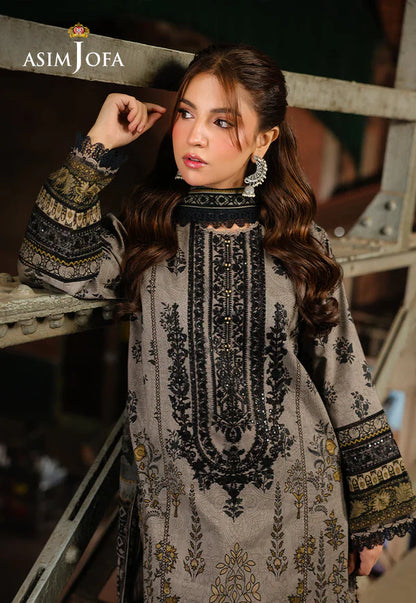Asim Jofa - Winter 3PC Karandi Digital Print Dress - zab1198