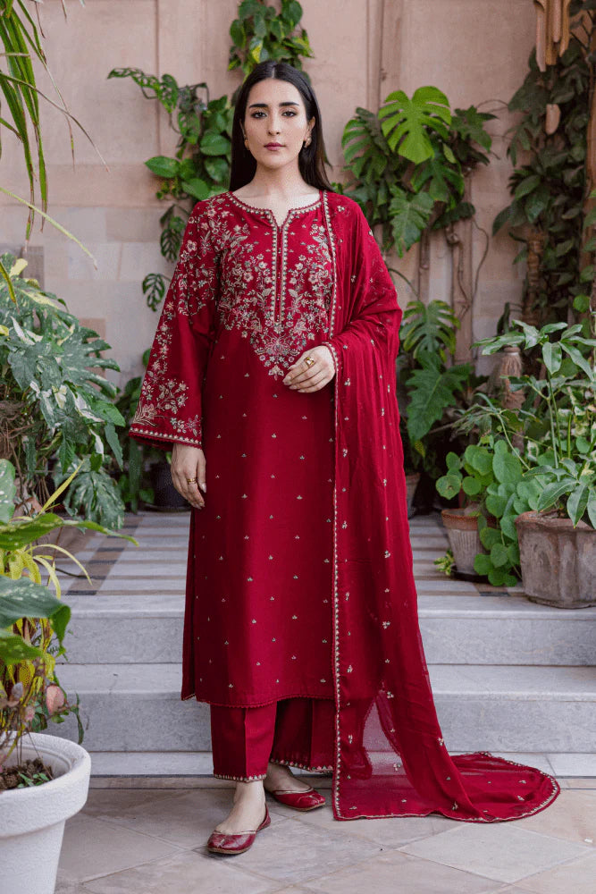 ZAB - 3PC EMBROIDERED LAWN SUIT - zab1340