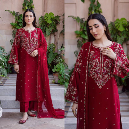 ZAB - 3PC EMBROIDERED LAWN SUIT - zab1340