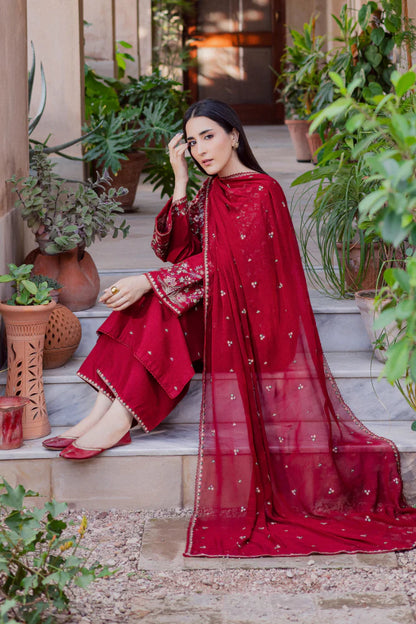 ZAB - 3PC EMBROIDERED LAWN SUIT - zab1340