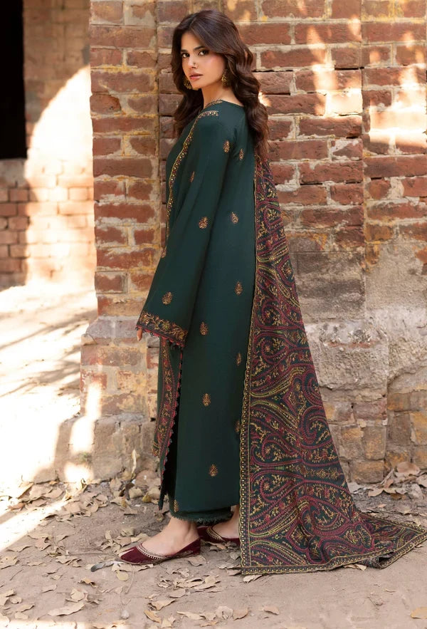 Izel - Winter 3PC Dhanak Embroidered Suit - zab1503
