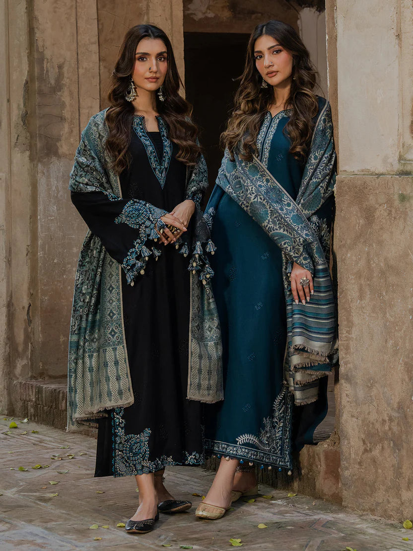 IZEL LUXURY UNSTITCHED WINTER DHANAK EMBROIDERED 3PC - zab1222