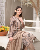 zab848 Dhanak Unstitched 3 Piece Embroidered Dress