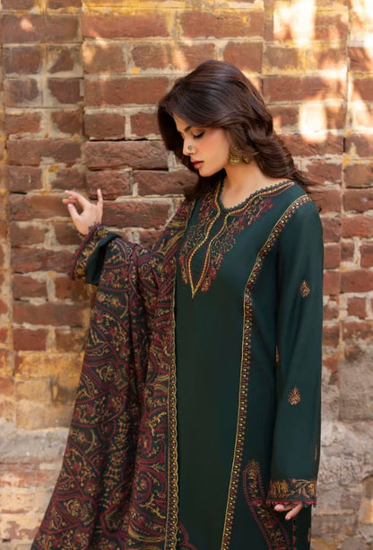 Izel - Winter 3PC Dhanak Embroidered Suit - zab1503