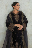 3PCs Velvet Dress With Embroidered Organza Dupatta - zab966