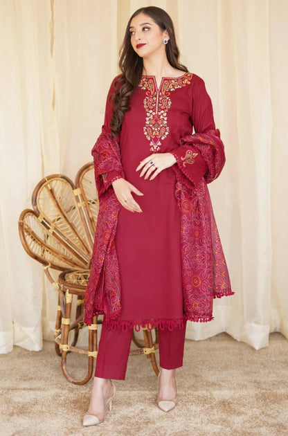 Asling - Winter 3PC Dhanak Embroidered Suit - zab1106