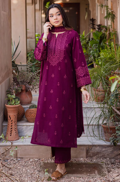 Batik - Summer 3PC Lawn Embroidered Suit - zab1299