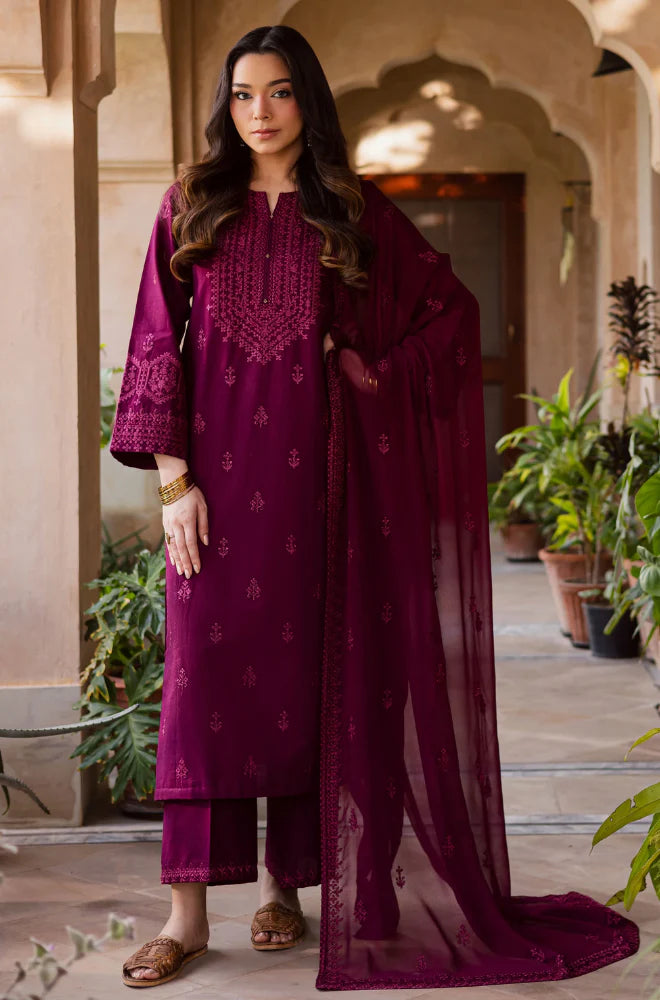 Batik - Summer 3PC Lawn Embroidered Suit - zab1299