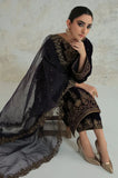 3PCs Velvet Dress With Embroidered Organza Dupatta - zab966