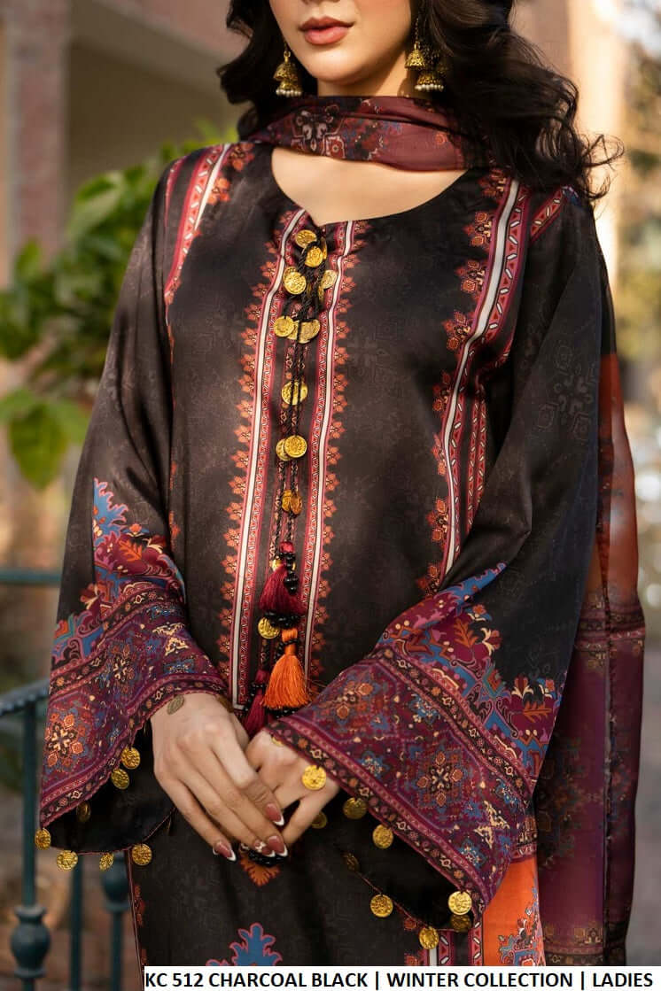 Maria b 3PCS UNSTITCHED SUIT FABRIC Digtal printed Silk - zab1483