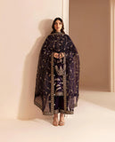 3PCs Embroidered Velvet Dress With Shamooz Silk Trouser - zab968
