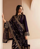 3PCs Embroidered Velvet Dress With Shamooz Silk Trouser - zab968