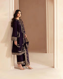 3PCs Embroidered Velvet Dress With Shamooz Silk Trouser - zab968
