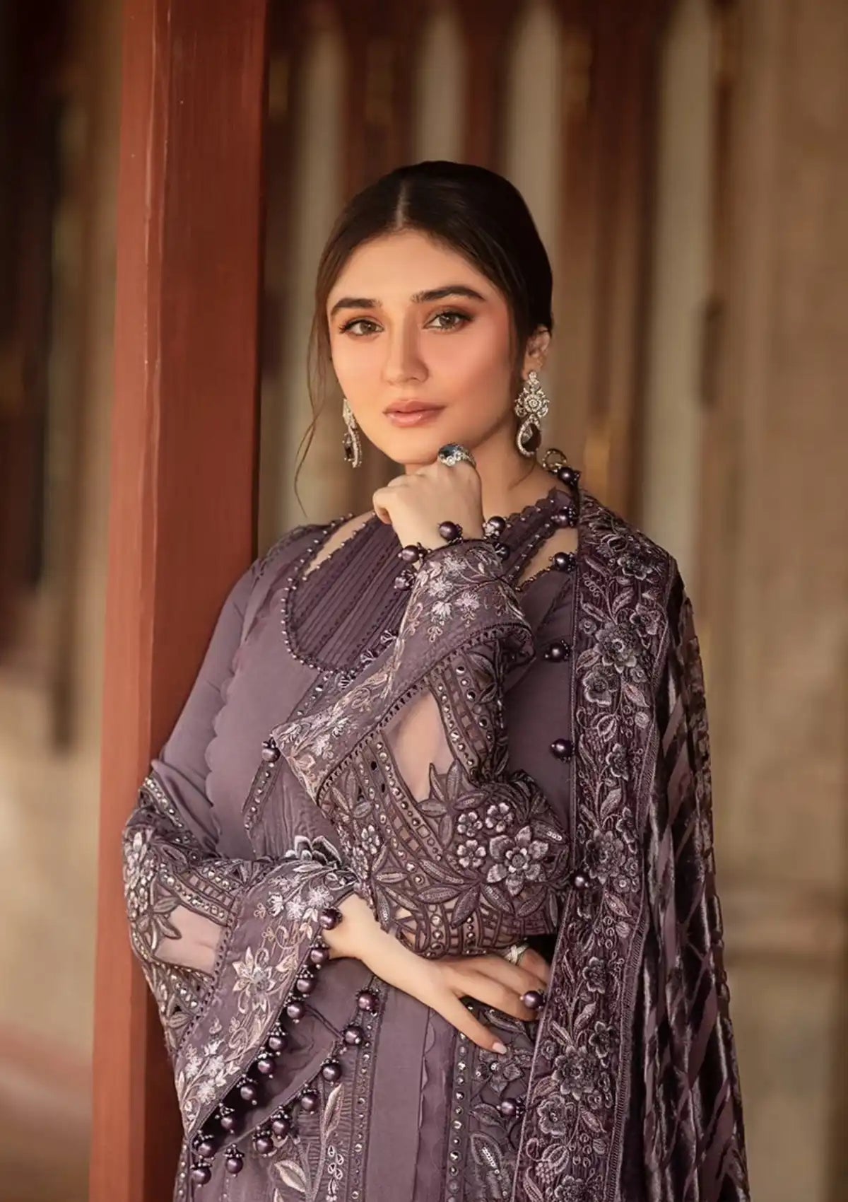 Maria B. - 3PC Dhanak Chickenkari Embroidered Suit - zab1122