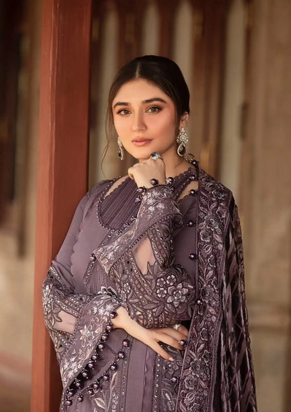 Maria B. - 3PC Dhanak Chickenkari Embroidered Suit - zab1122