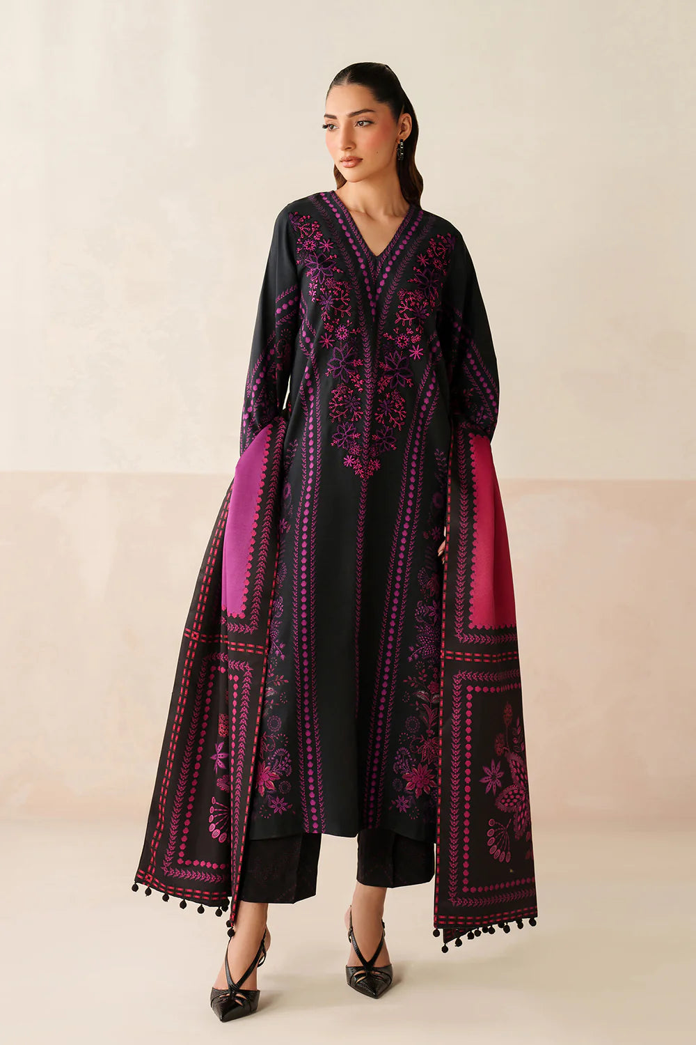 Asim Jofa - Winter 3PC Karandi Digital Print Dress - zab1232