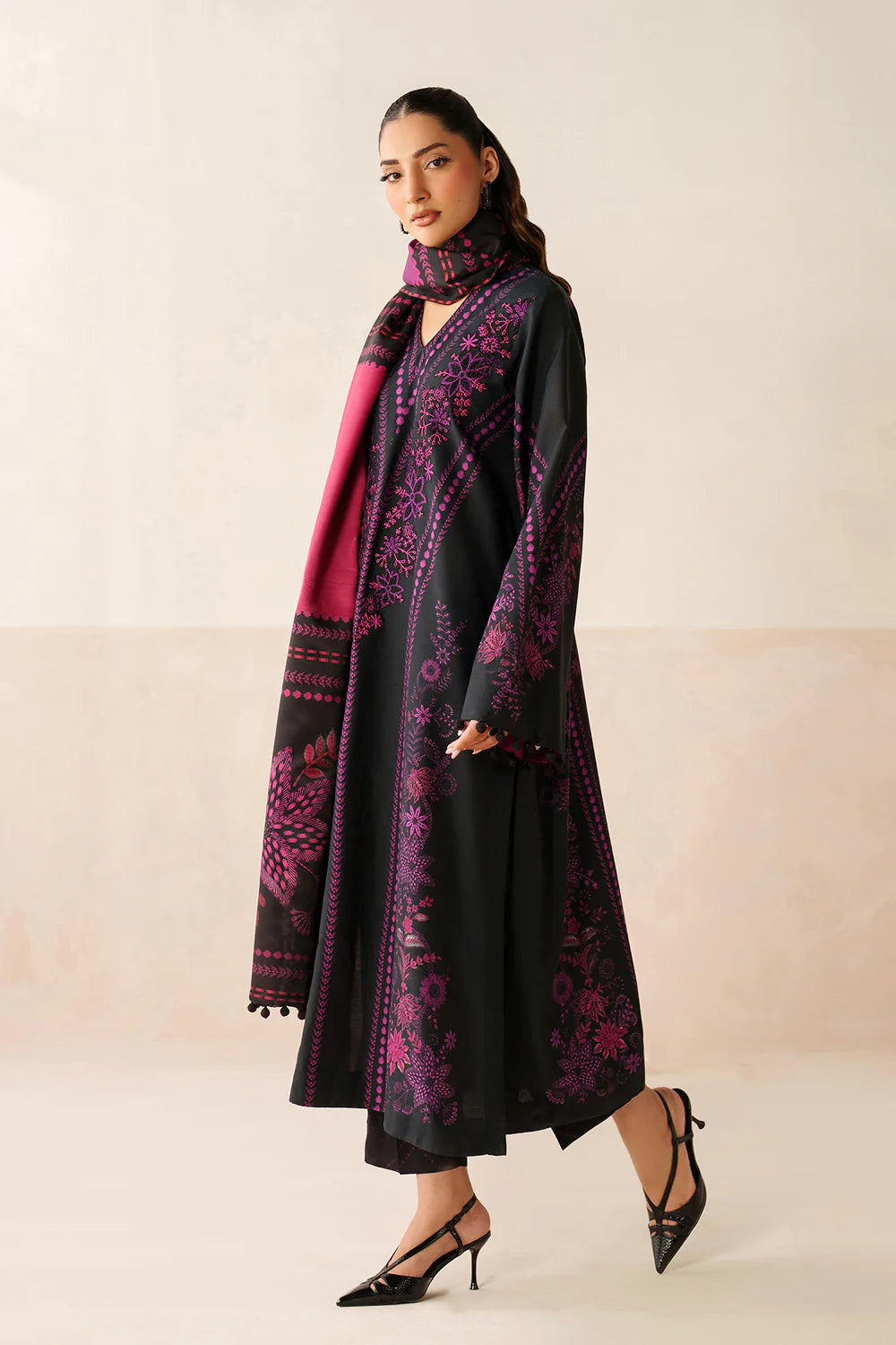 Asim Jofa - Winter 3PC Karandi Digital Print Dress - zab1232