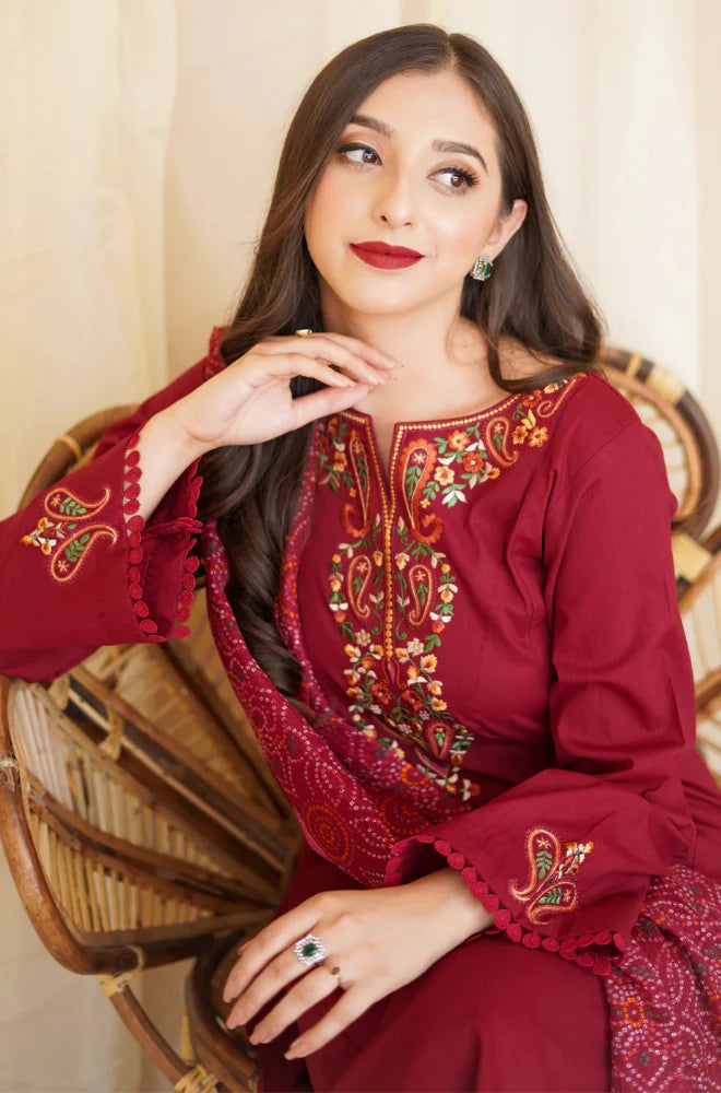 Asling - Winter 3PC Dhanak Embroidered Suit - zab1106