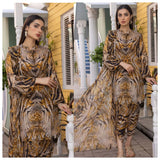 ZAB211 3-Pc Digital Printed Lawn Shirt With Printed Linen Trouser and Chiffon Dupatta