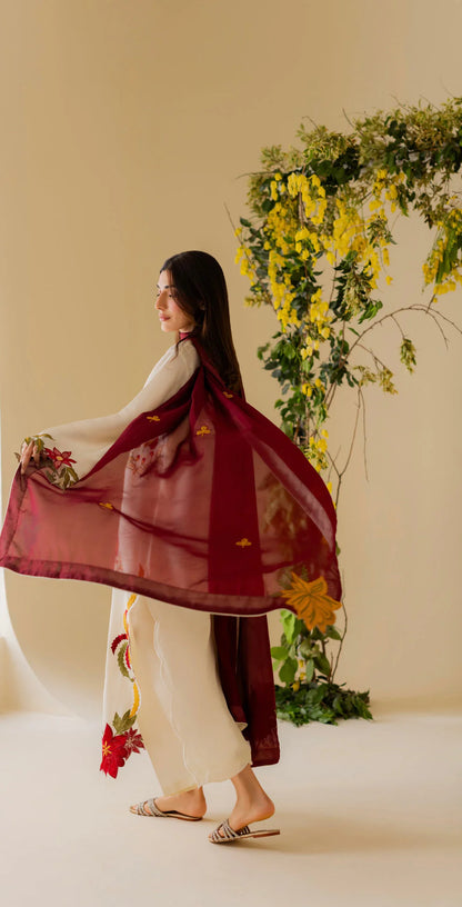 Nisa, unstitched 3 piece embroidered summer suit. zab1319